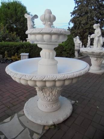 BAD-10307 Kaskaden Garten Springbrunnen Gartenbrunnen mit Lilie und 2 Wasserschalen Höhe 150cm 425kg
