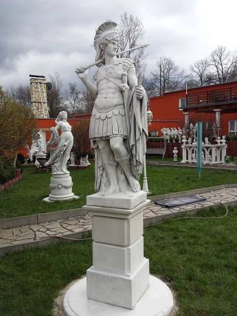 BAD-7188 Centurio Skulptur römischer Feldherr 172cm Römer Gartenfigur mit Sockel antike Steinfigur 260cm 584kg