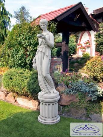 Gartenfigur mit Wasserschale Der Willkommenstrunk Hebe Steinfigur Weißbeton Steinguss Figur 165cm hoch 186kg S273