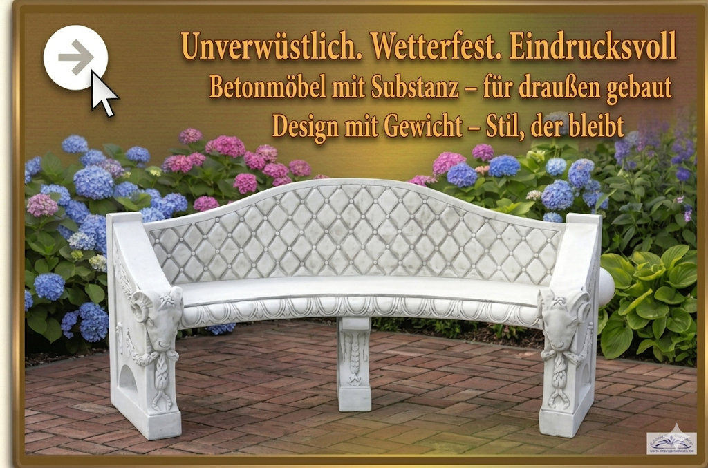 Betonmöbel - Stor Widderkop Bank