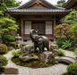 Preview: Japanischer Garten mit Elefant Wasserspeier Figur