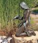 Preview: Bronzefigur Noelle, Frau mit Musche als wasserspeier Gartenteich Figur