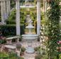 Preview: Gartenbrunnen mit Kreuzblume als Wasserspeier tiefe Brunnenschale Springbrunnen 181cm