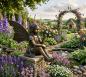 Preview: Bronzefigur sitzende kleine Elfe mit Schmetterling Gartendeko Figur 16cm
