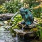 Preview: Bronzefigur Froschkönig Wasserspeier mit Krone 10 cm