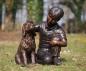 Preview: Bronze Junge mit Hundefigur