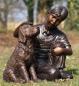 Preview: Gartenfigur Bronze Junge mit Hund