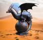 Preview: Bronze Drachen Figur auf Kugel