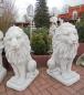 Preview: Gartenfiguren Löwen Steinfiguren sitzende Löwenfiguren Paar Set links rechts 92cm