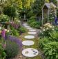 Preview: Runde Betonplatten 46cm Gartenweg Trittplatten Weißbeton Garten Trittstein Platten