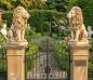 Preview: Löwen Gartenfigur Löwenpaar sitzend links rechts Löwenfigur 53cm