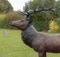 Preview: Prächtige Hirsch Figur - Bronze Gartenfigur Majestätische Skulptur mit großem Geweih 200cm