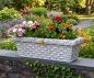 Preview: Pflanzkasten mit Korbgeflecht Verzierung und Blumen Dekorkante Beton Steinguss 77cm