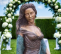 Preview: Frau Bronze Figur mit Gartenzaun