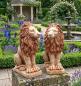 Preview: Löwen Gartenfigur sitzendes Löwenpärchen links rechts Löwenfigur 53cm