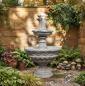 Preview: Exclusiver Gartenbrunnen mit Steinblume Zierbrunnen aus Weißbeton 170cm