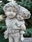 Preview: Gartenfigur Huckepack lustige Kinderfigur Gartendeko Junge mit Mädchen Beton Steinguss 50cm