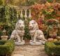 Preview: Gartenfiguren Löwen Steinfiguren sitzende Lions Torlöwen Steinkunst 96cm