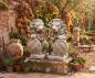 Preview: Torlöwen Gartenfigur Löwenpärchen Löwe links rechts Löwen mit Wappen je Stück 68cm 90kg