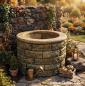 Preview: Gartenbrunnen ocker - grün patiniert Zierbrunnen Brunnenschacht Steinbrunnen Betonring Elemente Garten Wasserspeicher