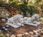 Preview: Löwen Gartenfiguren Löwenpaar liegende Torlöwen Steinfiguren Löwenfiguren je 45cm lang