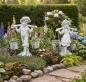 Preview: Gartenfiguren Wasserträgerin Mädchen und Junge mit 2 Kübel bepflanzbar Steinfiguren Gartendekoration 58cm