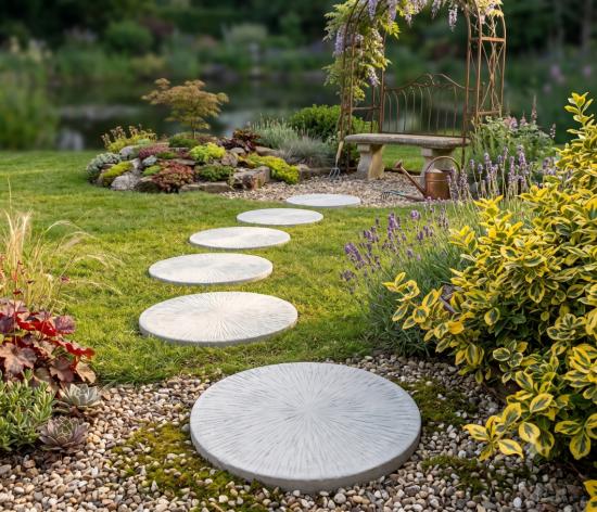 runde betonplatten Garten weg