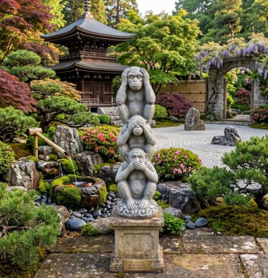 Affen 3-er Figur Gartendekoration nicht sehen hören sagen 64cm