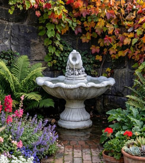 Garten Brunnen mit Wasser Krug