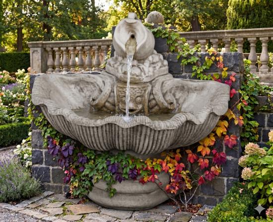 Garten Wandbrunnen mit Wasserkrug als Auslauf