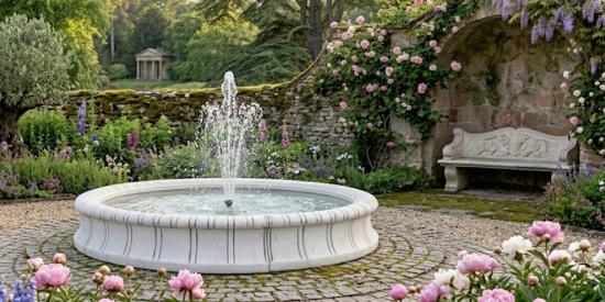 Brunnenbecken Gartenbrunnen Wasserbecken 180cm Beckenrand Betonelemente