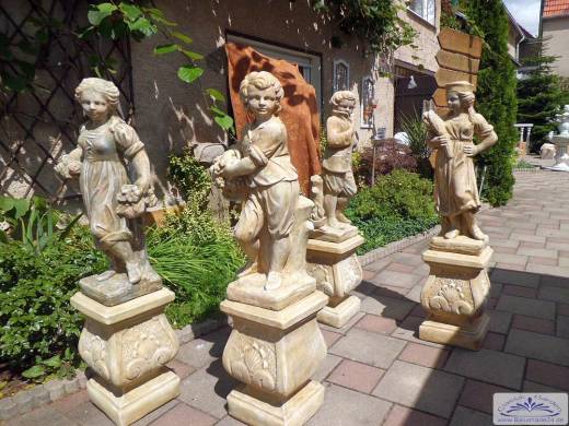 Skulpturensammlung Vierjahreszeiten II je 75cm 40kg ocker Skulpturen Steinfiguren als Beton Steinguss Figuren