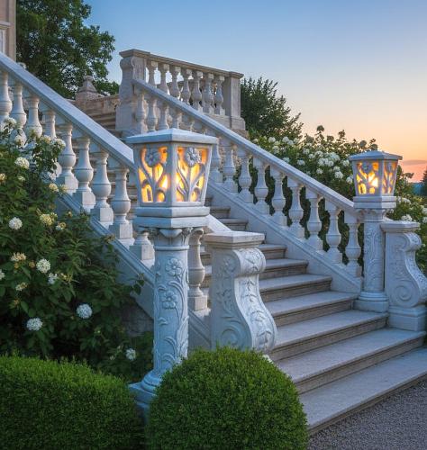 Balustraden Geländer mit Steinlaterne