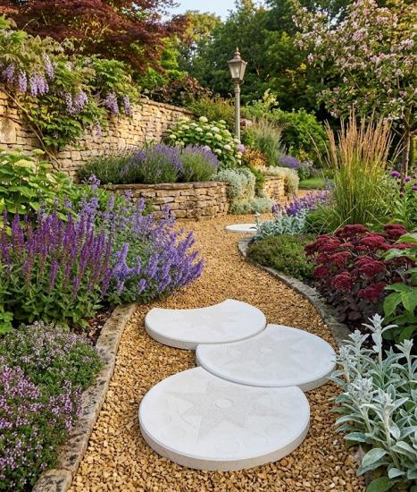Trittstein Betonplatten 49cm mit Ausbuchtung Gartenweg Trittplatten