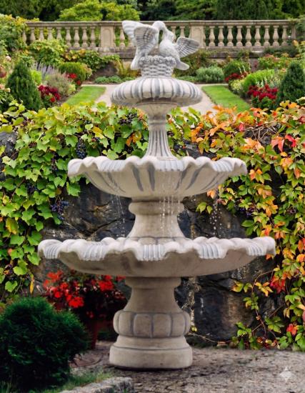 Kaskaden Gartenbrunnen mit Tauben Figur 2 Wasserschalen Springbrunnen 175cm