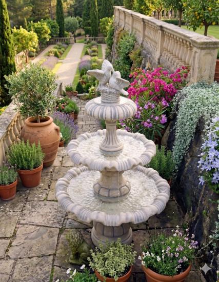 Garten Kaskadenbrunnen mit Tauben Figur