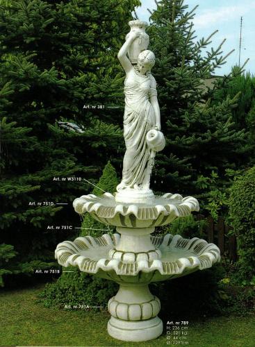 Garten Springbrunnen mit Wasserschal und Frauen Figur mit Wasser Kanne