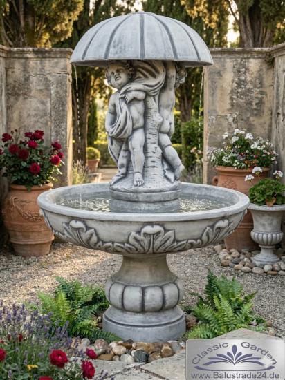 Gartenbrunnen Schirmbrunnen mit Kinderfigur