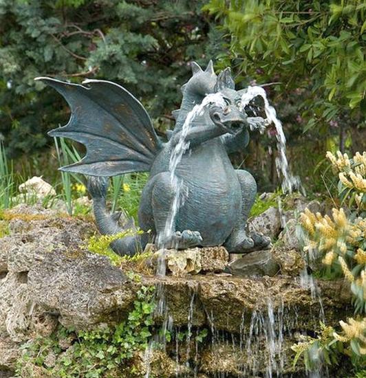 Bronzedrache XL Drusilla wasserspeiend 150cm 170kg