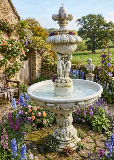 Engelbrunnen Gartenbrunnen Engelfiguren Brunnenschale Garten Springbrunnen 185cm S904B