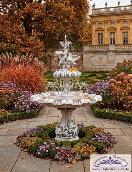 Tauben Brunnen flache Wasserschale Wasserpilz Sockel Standfuss