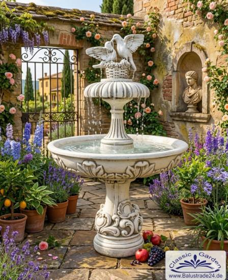 Gartenbrunnen Wasserschale Turteltauben | Wasserpilz Springbrunnen 170cm