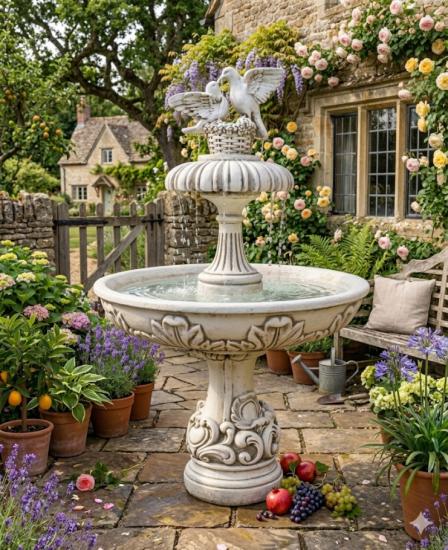 Gartenbrunnen Wasserschale Turteltauben | Wasserpilz Springbrunnen