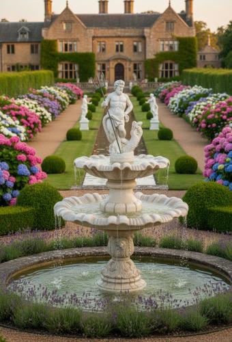 Garten Brunnen Poseidon mit Neptun Steinfigur