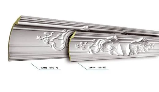 AA113 Innenecken Leiste für den Zuschnitt als Deckenleisten Innenstuck Profil aus PU Hartschaum 180x175mm 120cm für gemusterte Ecke