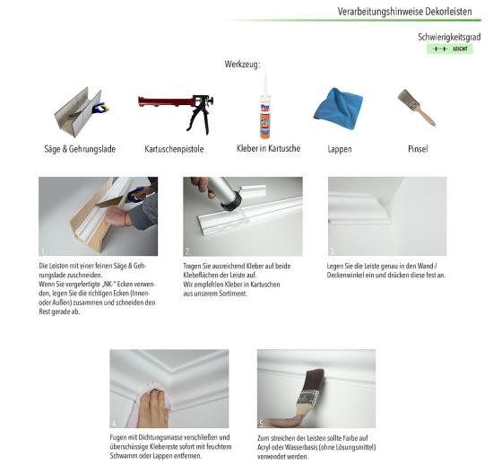 Montage Hinweise Decken Stuckleisten