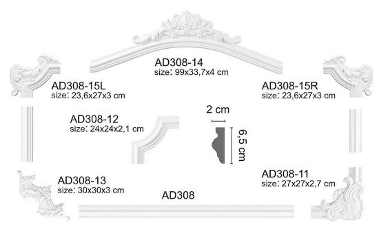Flaches Zierleisten System mit Dekor Ecken