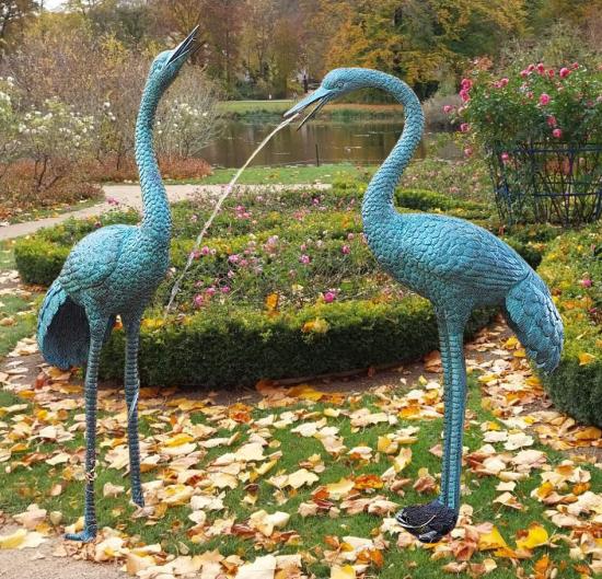 Wasserspeiende Kranich Vogel Bronze Figuren