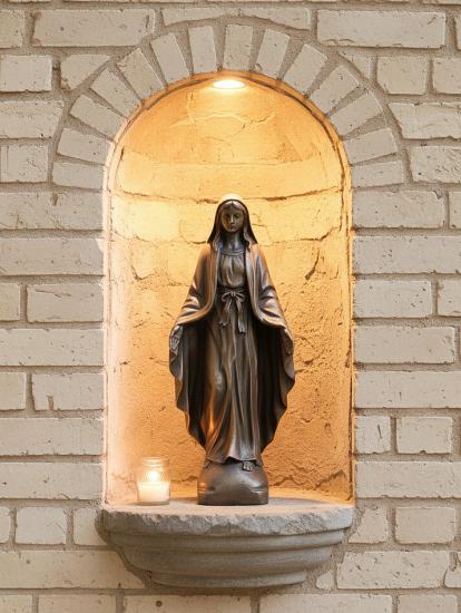 Bronzefigur Heilige Jungfrau Maria für Wandnische