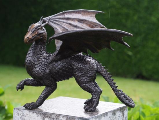 Eleganter Bronze Drache laufende Drachenfigur aus handgegossener Bronze 35cm